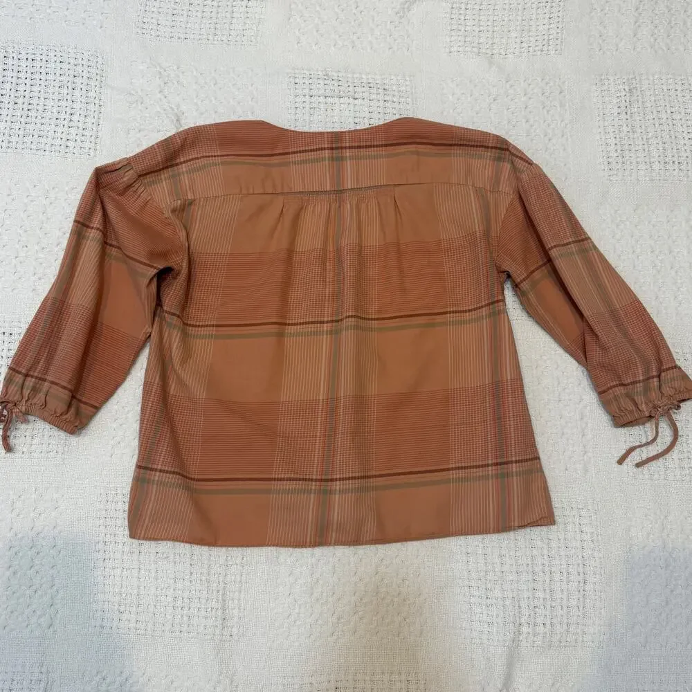 Madewell XXS Morningview tie sleeve button front v neck blouse top TB 2789